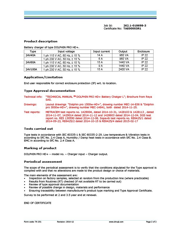 Dolphin Charger receives DNVGL type approval for marine chargers